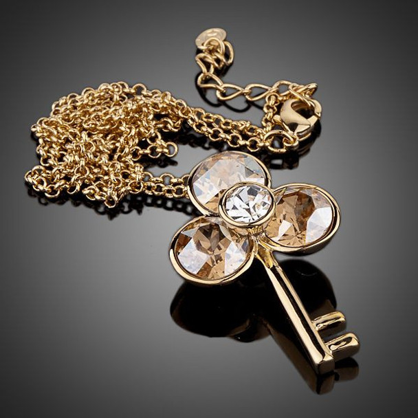 Ancient Keys 18K Real Gold Plated SWA ELEMENTS Austrian Crystal Water Drop Pendant Necklace