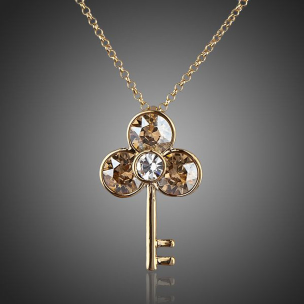 Ancient Keys 18K Real Gold Plated SWA ELEMENTS Austrian Crystal Water Drop Pendant Necklace