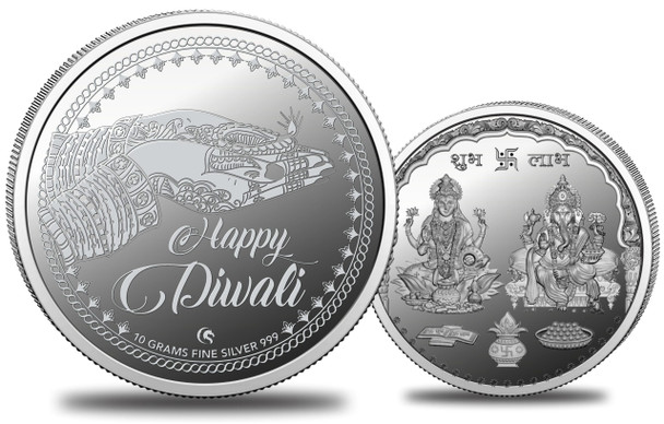 Silver Coin Happy Diwali