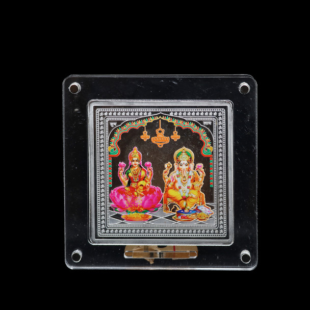 Laxmi Ganesha Silver Frame with assorted dryfruits