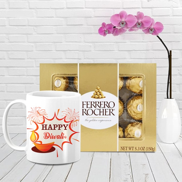 Diwali Celebration with Personalized Mug and Ferrero Rocher Chocolates