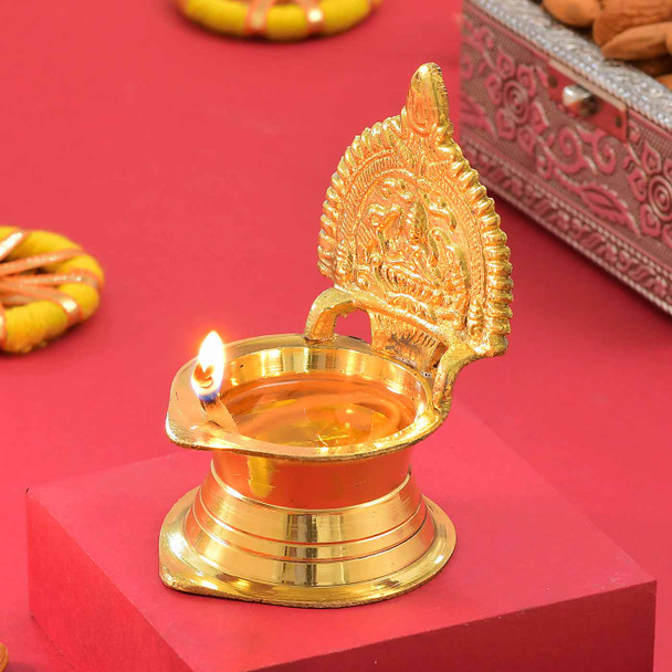 Diya with  Dryfruit Box & Almond