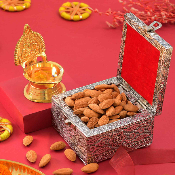 Diya with  Dryfruit Box & Almond