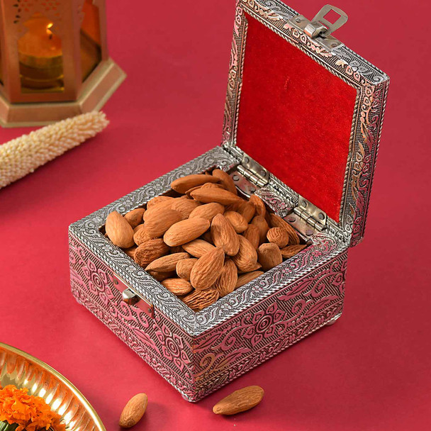 Diya with  Dryfruit Box & Almond