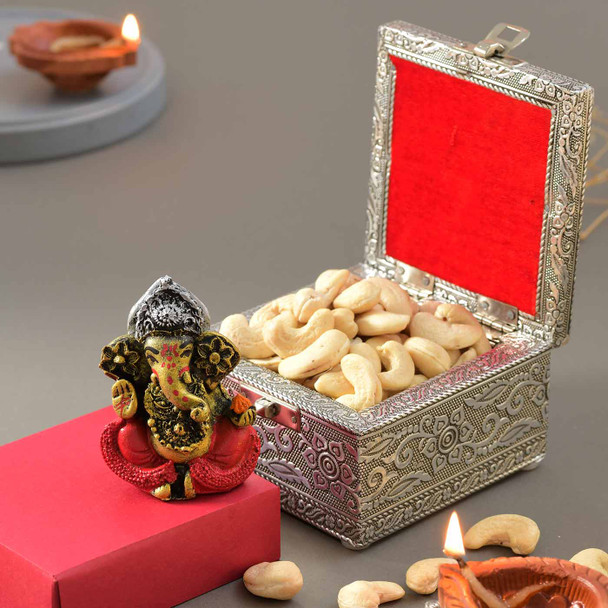 Ganesha with  Dryfruit Box & Cashew