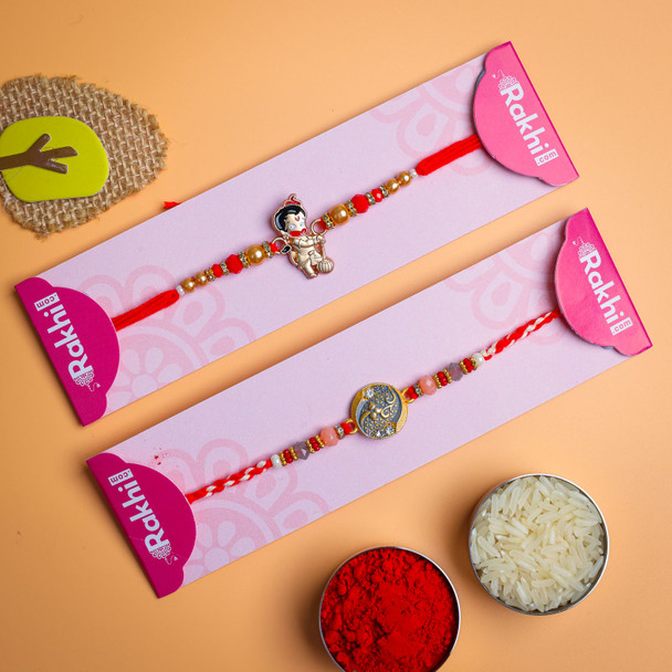 Set of Bal Hanuman & Metallic Rakhi