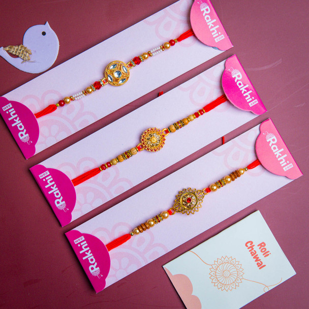 Set of 3 Floral Shaped Rakhi for New Zealand