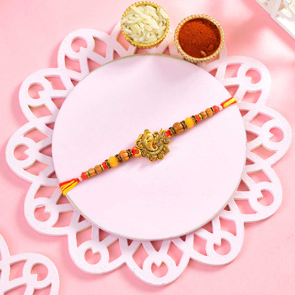 Ganesha Rakhi With Pooja Thali & Kaju Katli