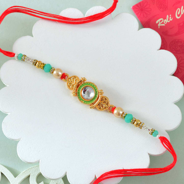 Exquisite Single Rakhi with Gourmet Hamper