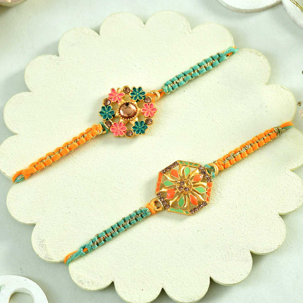 2 Charming Rakhi Set With Kaju Katli Sweet |(Italy)