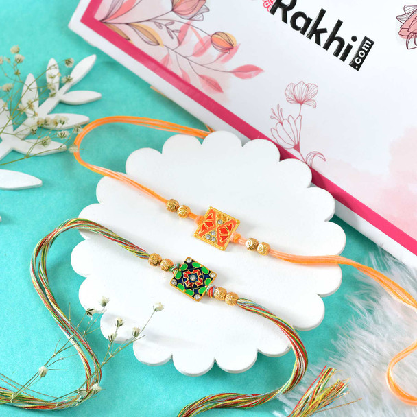 2 Viberant Rakhi Set With Kaju Katli Sweet |(Italy)