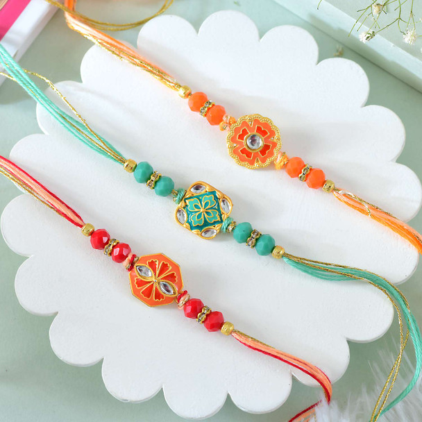 Set of 3 Floral Shape Rakhi