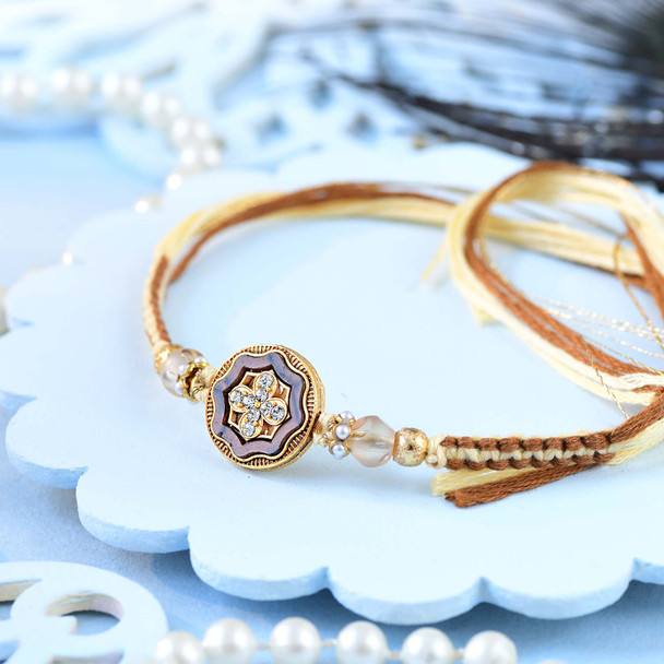 Rose Gold Flower Rakhi