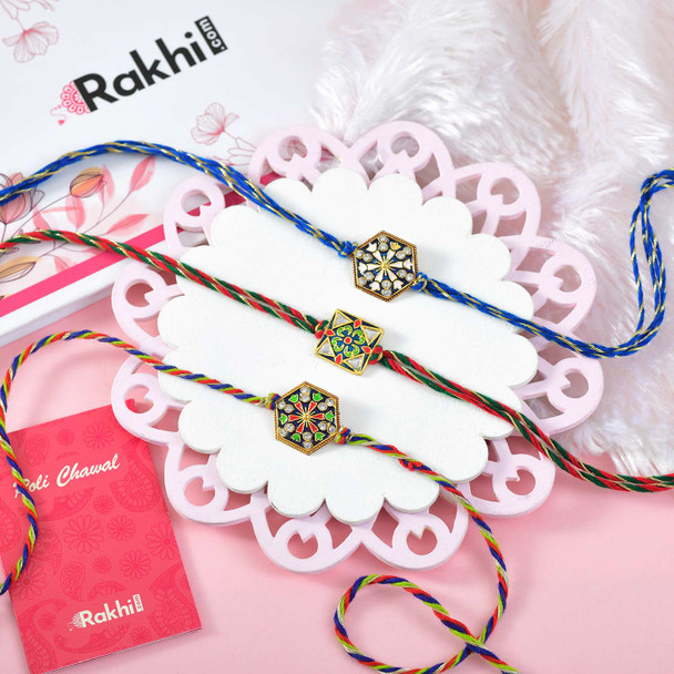 Three Minakari Rakhi