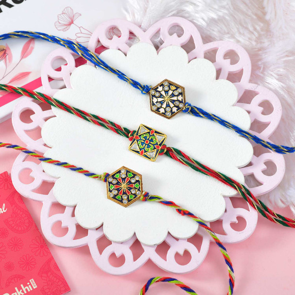 Three Minakari Rakhi