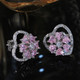 Exquisite 925 Sterling Silver Pink  Earring