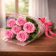 Six Pink Roses Bouquet