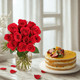 Red Roses Bouquet With Tropical Torte Cake