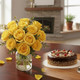 Yellow Cymbidium Roses Bouquet With Mississippi Baked Cake