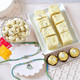 Designer Rakhi Gift Hamper with Soan Papdi, Cashews & Ferrero Rocher