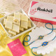 Royal Blue Designer Rakhi With Kaju Katli