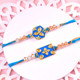 Two Ethnic Royal Blue Rakhi Choco Nut Hamper