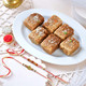 Sacred Rudraksha Rakhi Set with Milk Cake