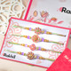Four Vibrant Rakhi Set With Kaju Katli