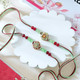 Green Beaded Flower Rakhi with Snickers Chocolate