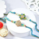 Designer Flower Green Rakhi Set with Ferrero Rocher & Almond
