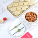 Designer Flower Green Rakhi Set with Kaju katli & Almond