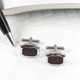 Silver Tone Marron Patterned Cufflinks