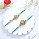 Designer Flower Green Rakhi Set