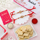 Set of 2 Floral Design Rakhis with Kaju Katli