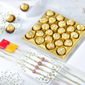 Set of 4 Rakhi With 24 Pcs Ferrero Rocher Chocolates