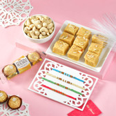 4 Hand Braided Colored Rakhi Hamper