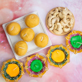 Diwali Celebration With Besan Laddu And Cashew