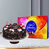 Half Kg Black Forest Cake With Cadbury Celebration Pack