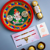 Bhaiya Bhabhi Rakhi with Puja Thali and Ferrero Chocolates - For Australia