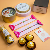 Bhaiya Bhabhi Rakhi with Aroma Candle and Chocolates - For Australia