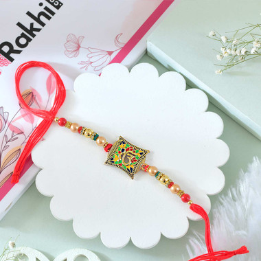 KARTIK Ek Onkar Rakhi Set For Brother - 2-Piece With Roli & Chawal, Alloy And Diamond Design