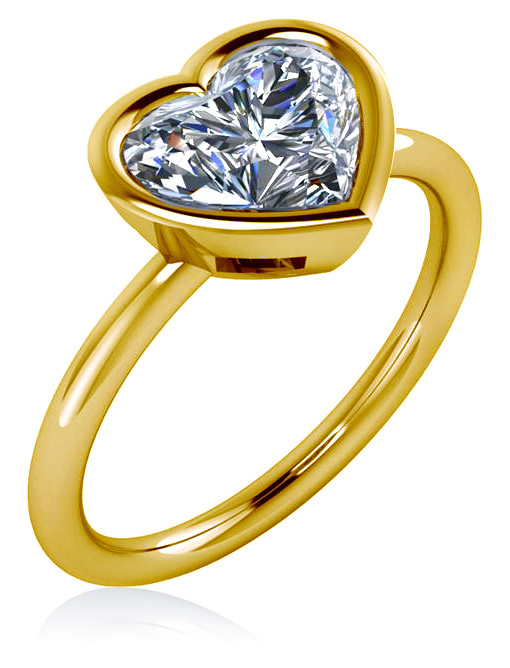 Double Heart 1 Carat Each Bypass Bezel Set Ring