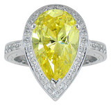 Pierre 7 carat pear lab created cubic zirconia pave halo solitaire engagement ring in 14k white gold.