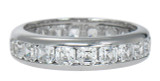 Asscher cut .25 carat each lab grown diamond look cubic zirconia channel set eternity wedding band in platinum.