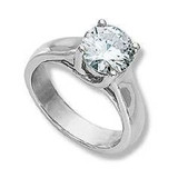 Luccia 2 Carat Round Cubic Trellis Setting Laboratory Grown Diamond Simulant Cubic Zirconia Solitaire Engagement Ring in 14k white gold.