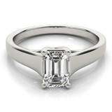 Luccia 1 Carat Step Cut Emerald Cut Laboratory Grown Diamond look Alternative Cubic Zirconia Trellis Setting Solitaire Engagement Ring in platinum.