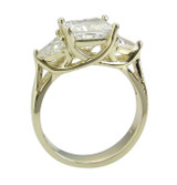 Trellis 1.5 Carat Princess Cut With Trillions Engagement Ring with lab grown simulated diamond quality cubic zirconia in 14k yellow gold.