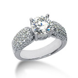 Gramercy 2 Carat Round Lab Grown Diamond Alternative Cubic Zirconia Pave Milgrain Engraved Solitaire Engagement Ring.