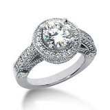 Legend 2 Carat Round Laboratory Grown Diamond Simulant Cubic Zirconia Pave Halo Cathedral Solitaire Engagement Ring.