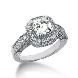 Legend 1.5 Carat Princess Cut Laboratory Grown Diamond Simulant Cubic Zirconia Pave Halo Cathedral Solitaire Engagement Ring.